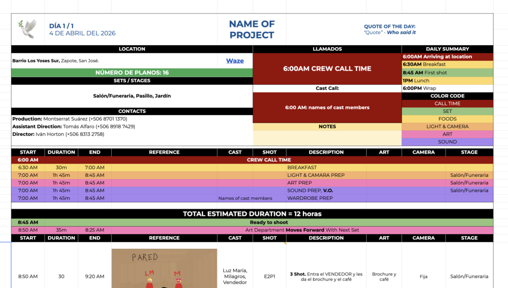 Shooting plan – March 15